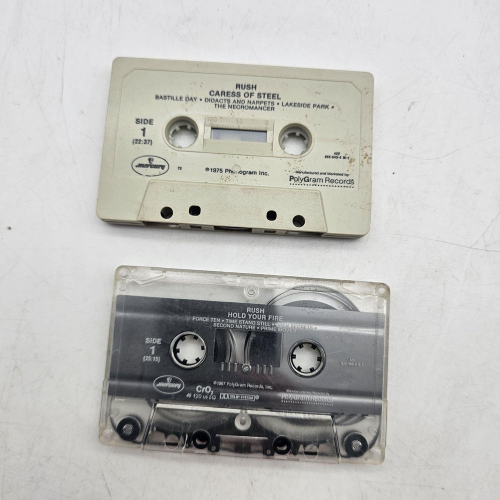 Vintage Rush Cassette Lot Caress Of Steel Hold Your Fire Mercury Rock 70s 80s